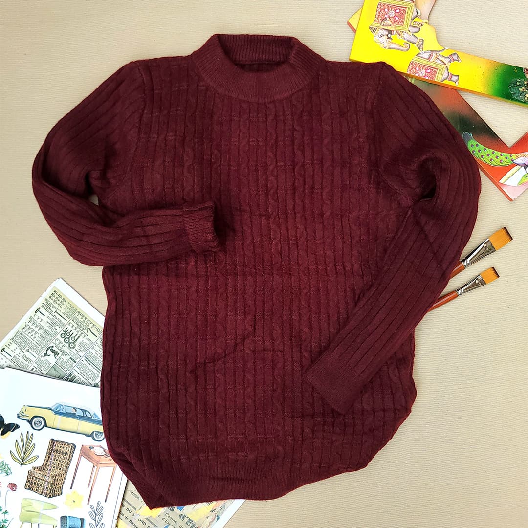 Basic Crimson Red Knit Sweater (1)