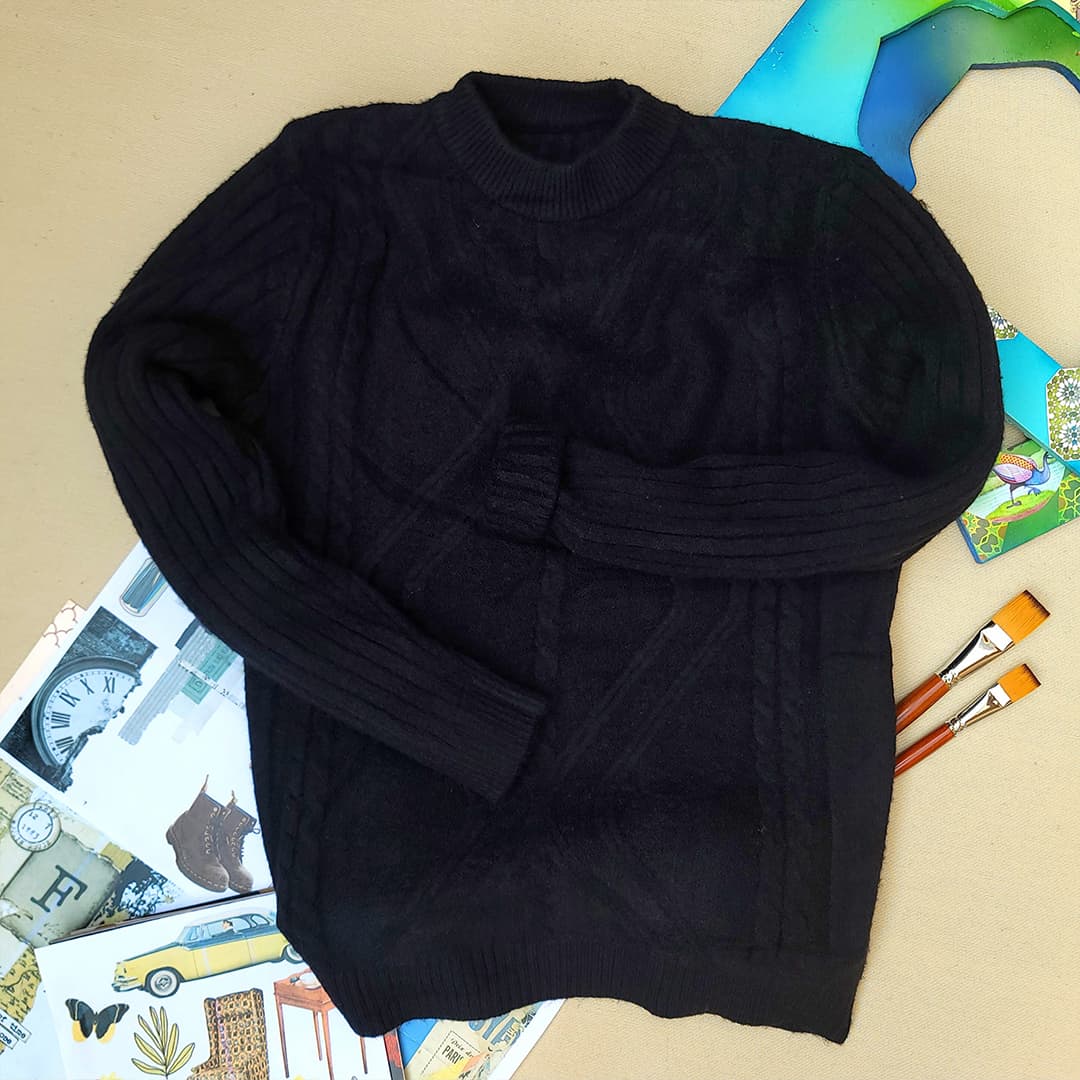 Basic Midnight Black Knit Sweater (1)