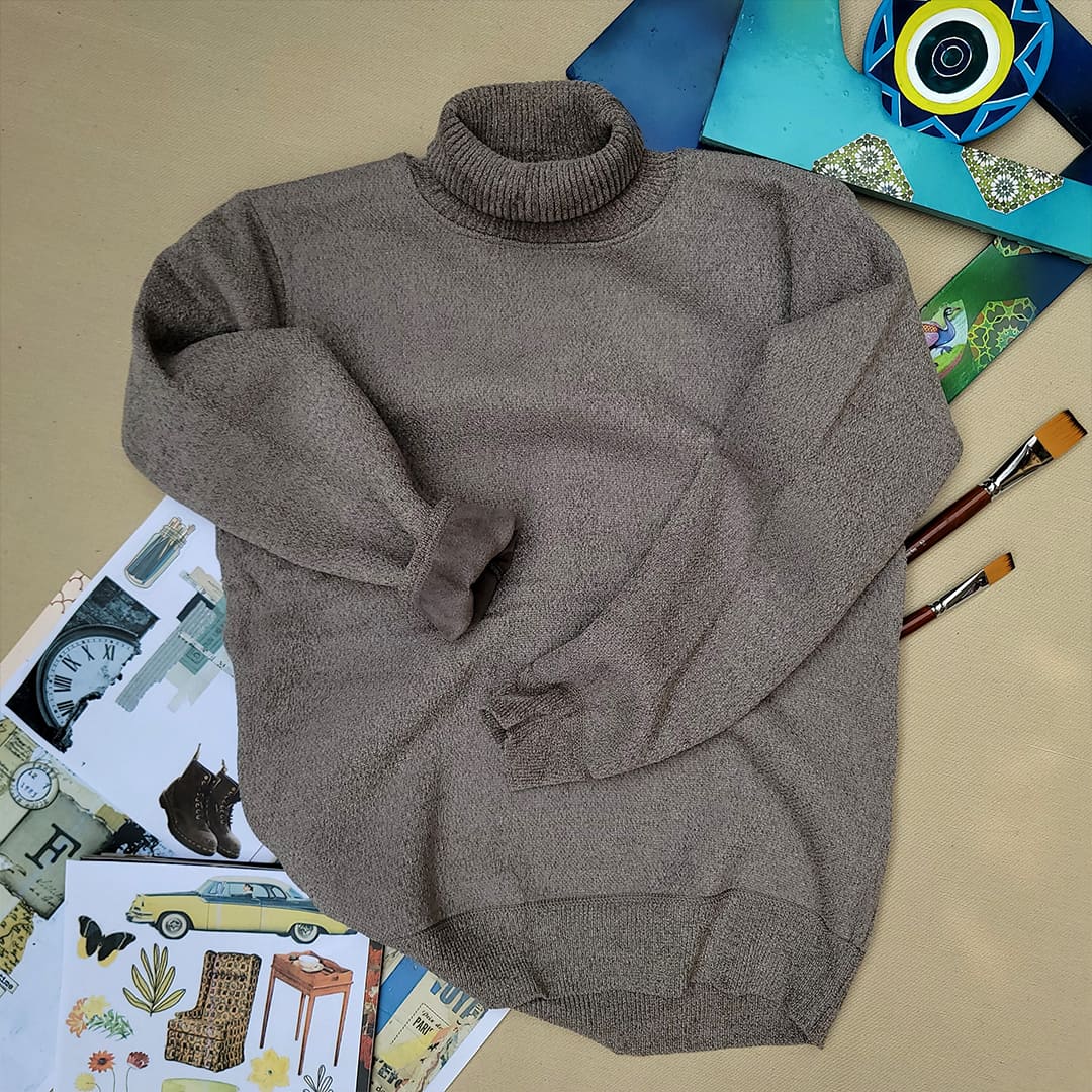 Concrete Grey Woolen Turtleneck Sweater (1)