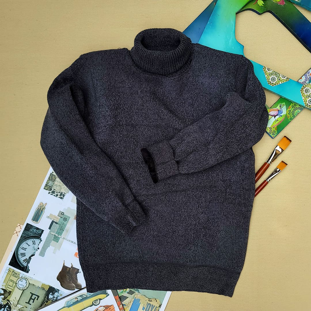 Space Blue Woolen Turtleneck Sweater (1)